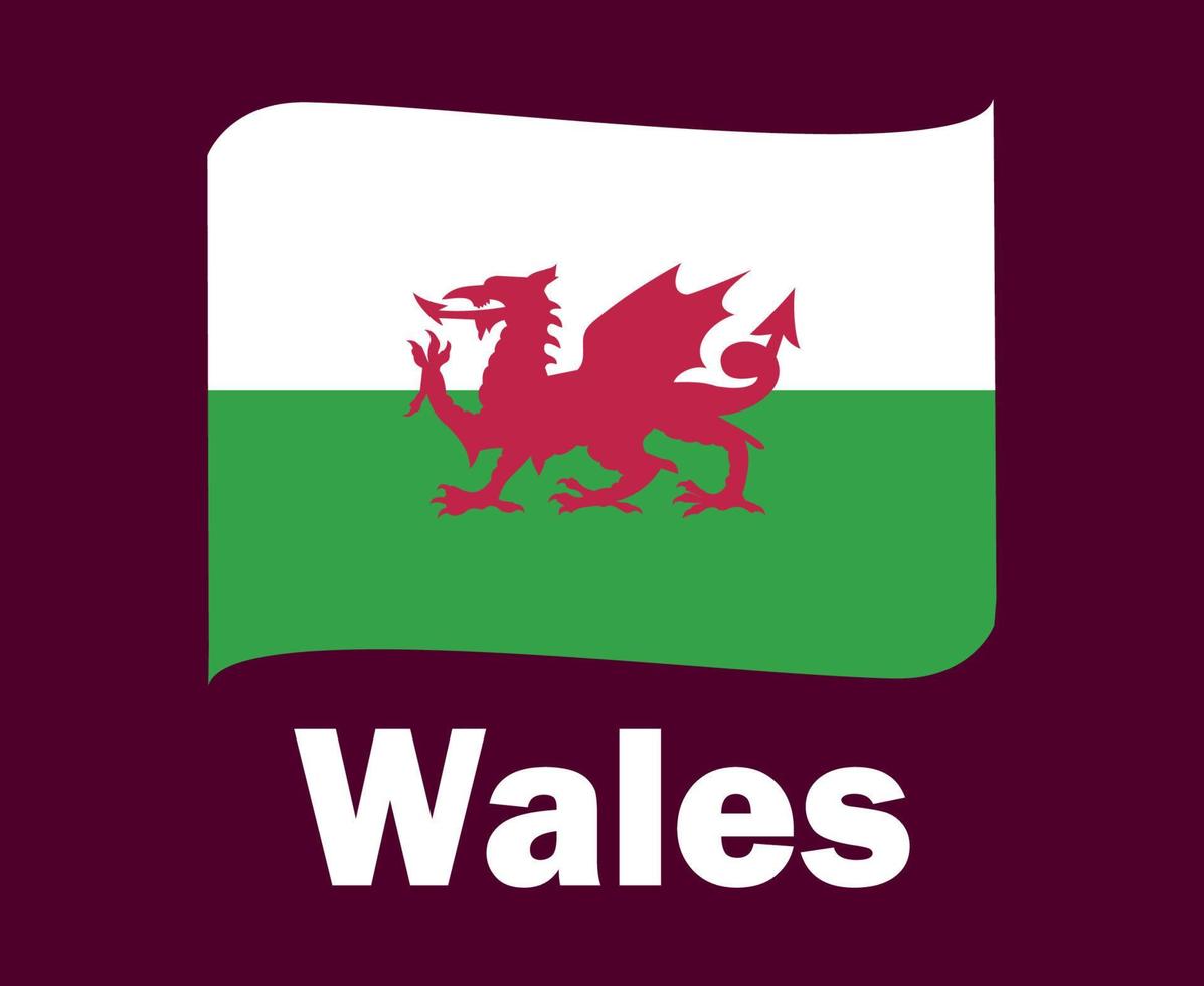 Wales Flag Ribbon With Names Symbol Design Europe football Final Vector European  Countries Football Teams Illustration