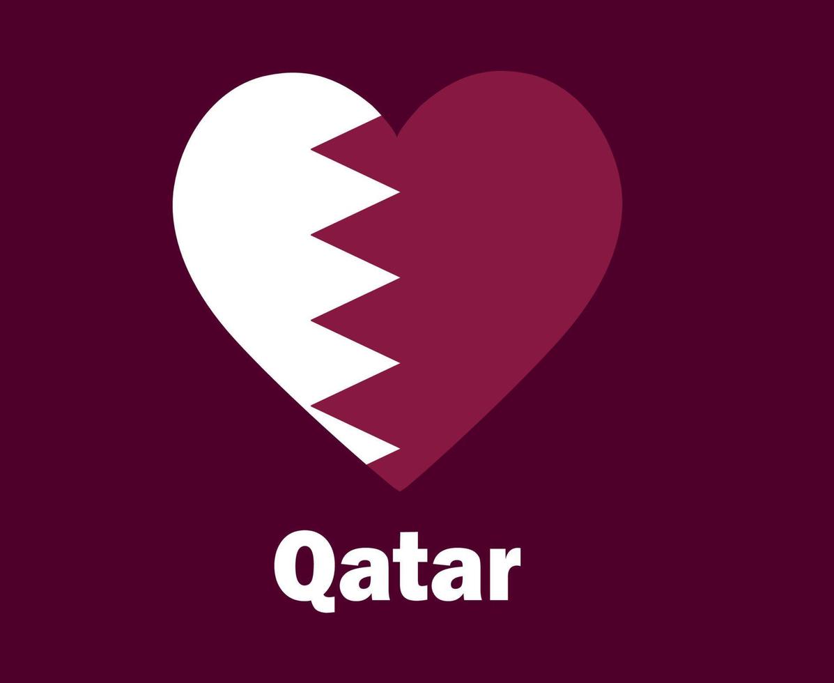 Qatar Flag Heart With Names Symbol Design Asia football Final Vector Asian Countries Football Teams Illustration