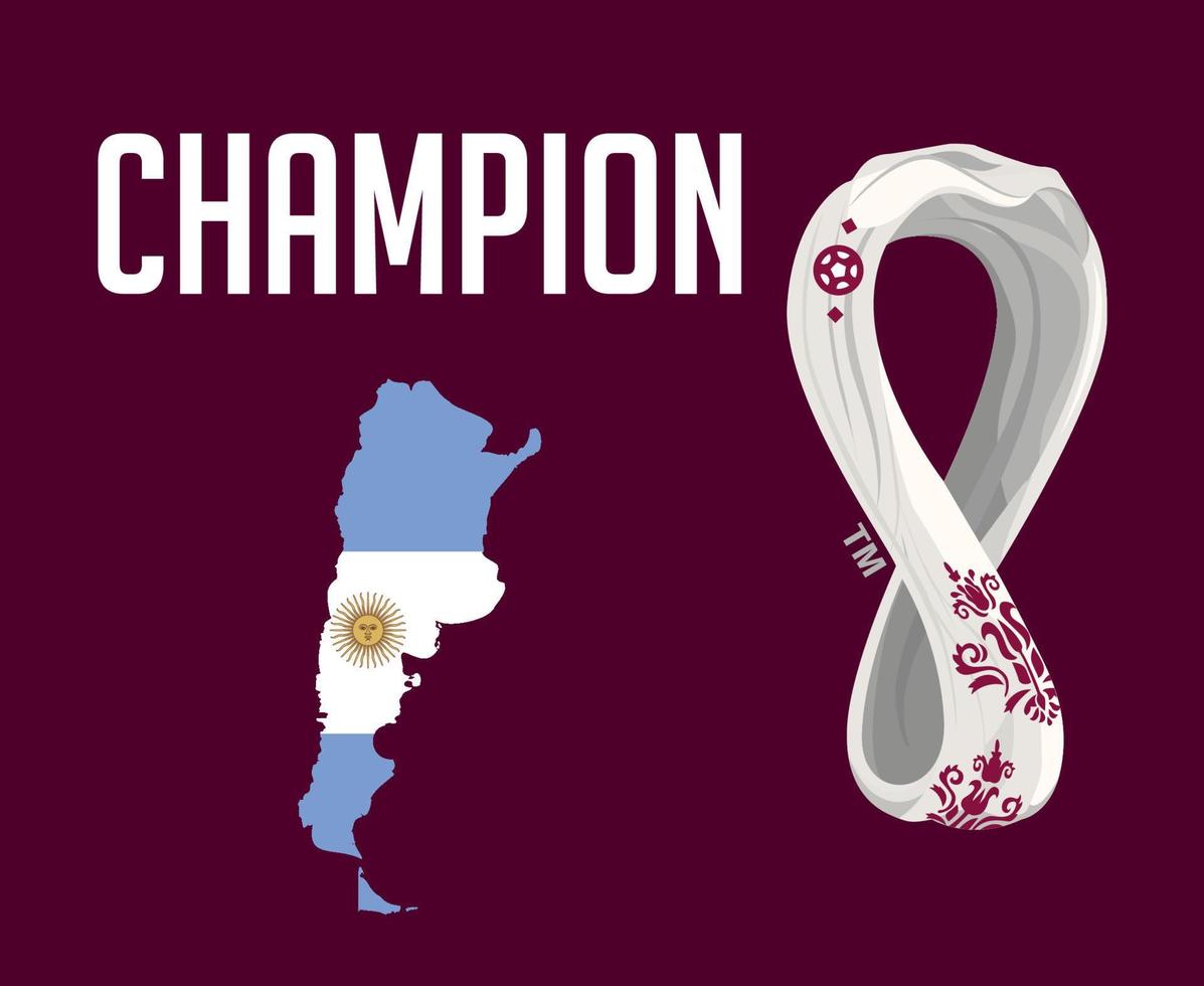 Argentina Map Flag Champion With World Cup 2022 Logo Final football Symbol Design Latin America Vector Latin American Countries Football Teams Illustration