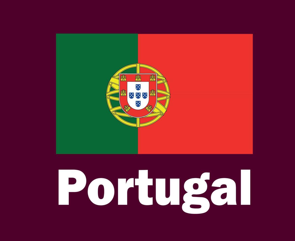 emblema de la bandera de portugal con diseño de símbolo de nombres vector final de fútbol de europa ilustración de equipos de fútbol de países europeos