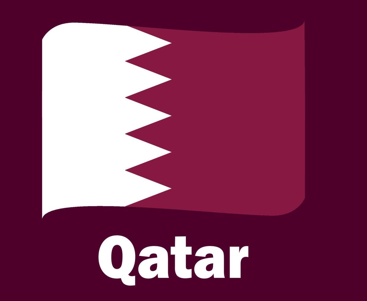 Qatar Flag Ribbon With Names Symbol Design Asia football Final Vector Asian Countries Football Teams Illustration