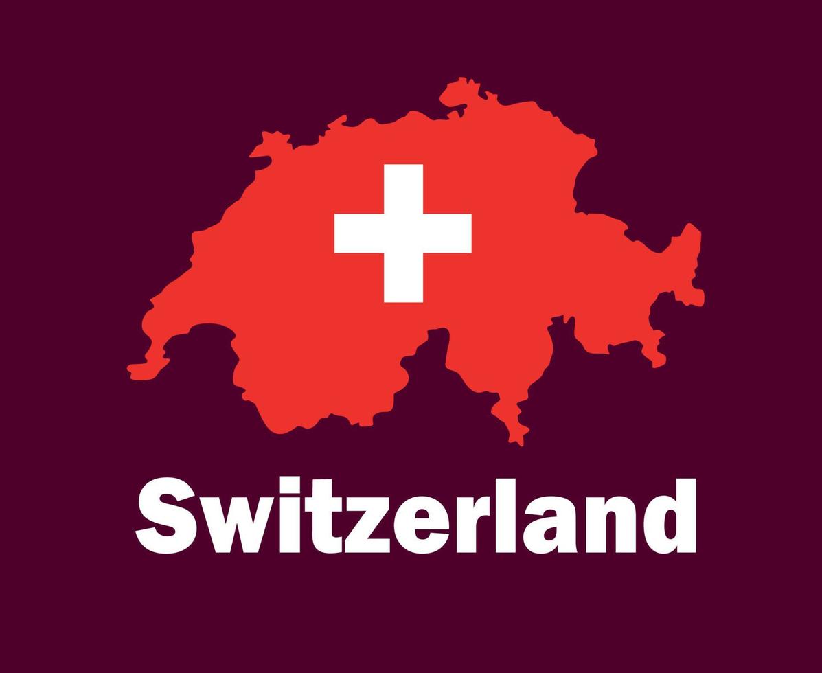 suiza mapa bandera con nombres símbolo diseño europa fútbol final vector países europeos equipos de fútbol ilustración