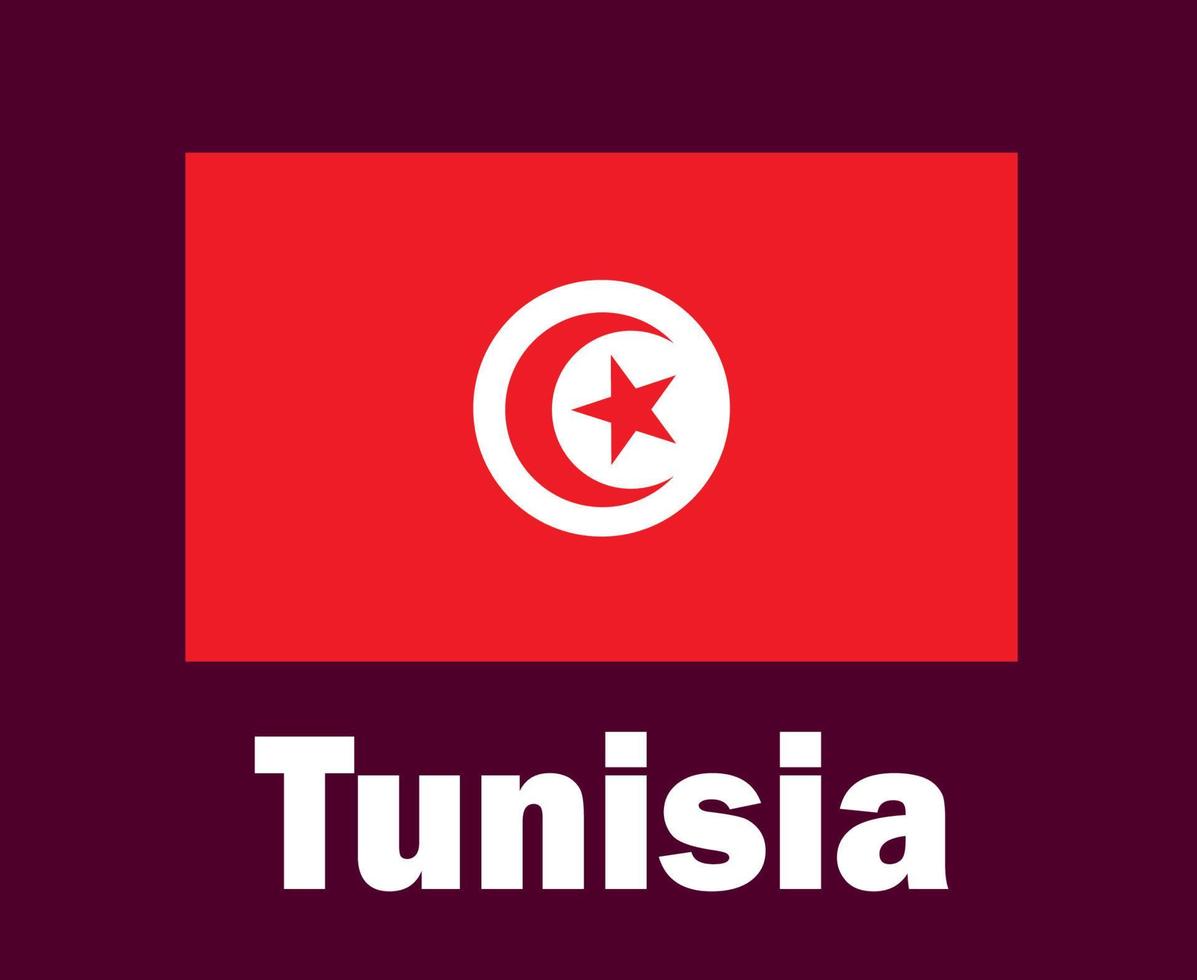 Tunisia Flag Emblem With Names Symbol Design Africa football Final Vector African Countries Football Teams Illustration