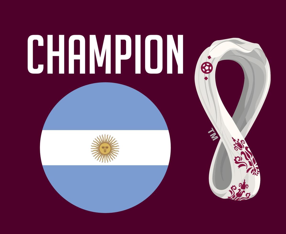 campeón de la bandera argentina con el logotipo de la copa mundial 2022 diseño de símbolo de fútbol final vector de américa latina ilustración de equipos de fútbol de países latinoamericanos