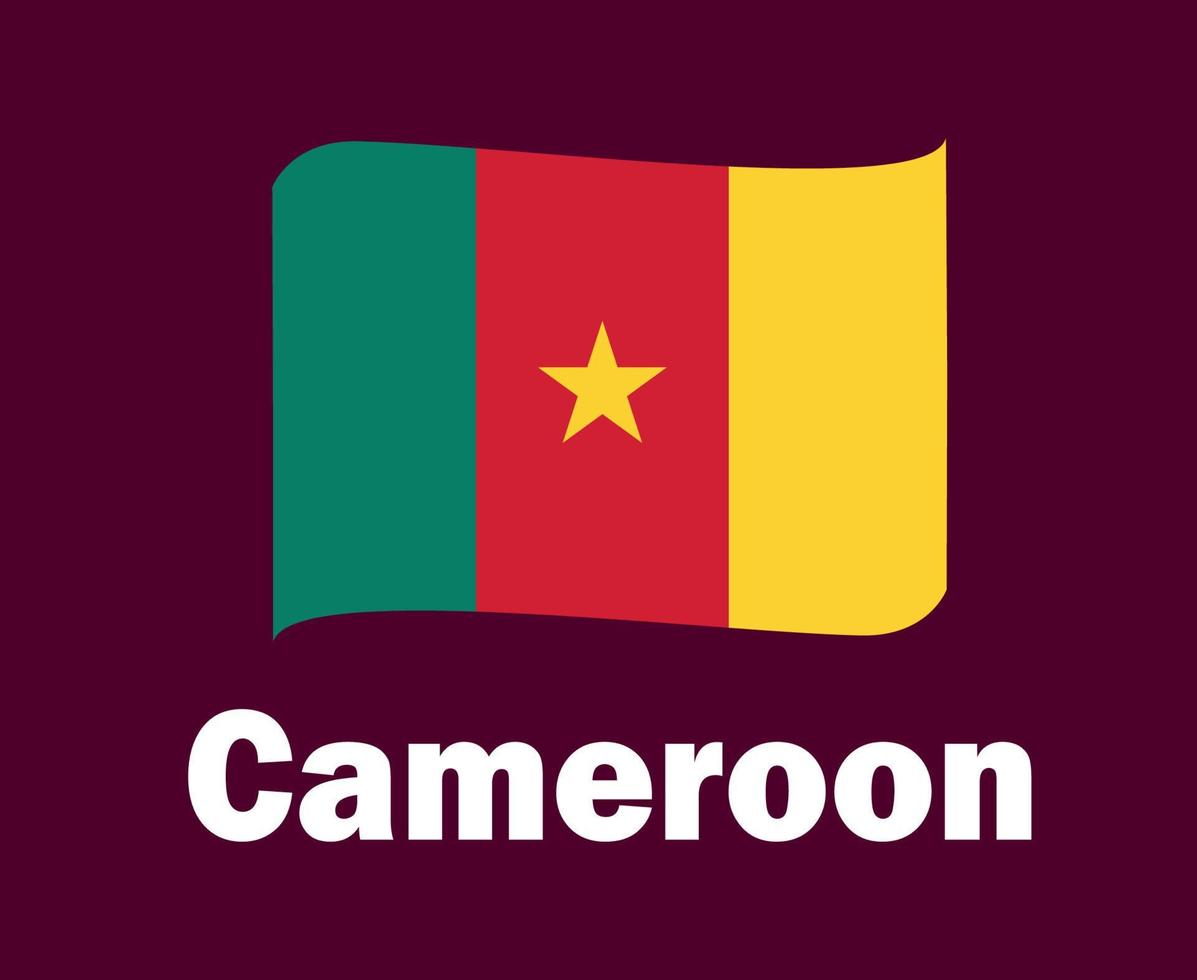 Cameroon Flag Ribbon With Names Symbol Design Africa football Final Vector African Countries Football Teams Illustration
