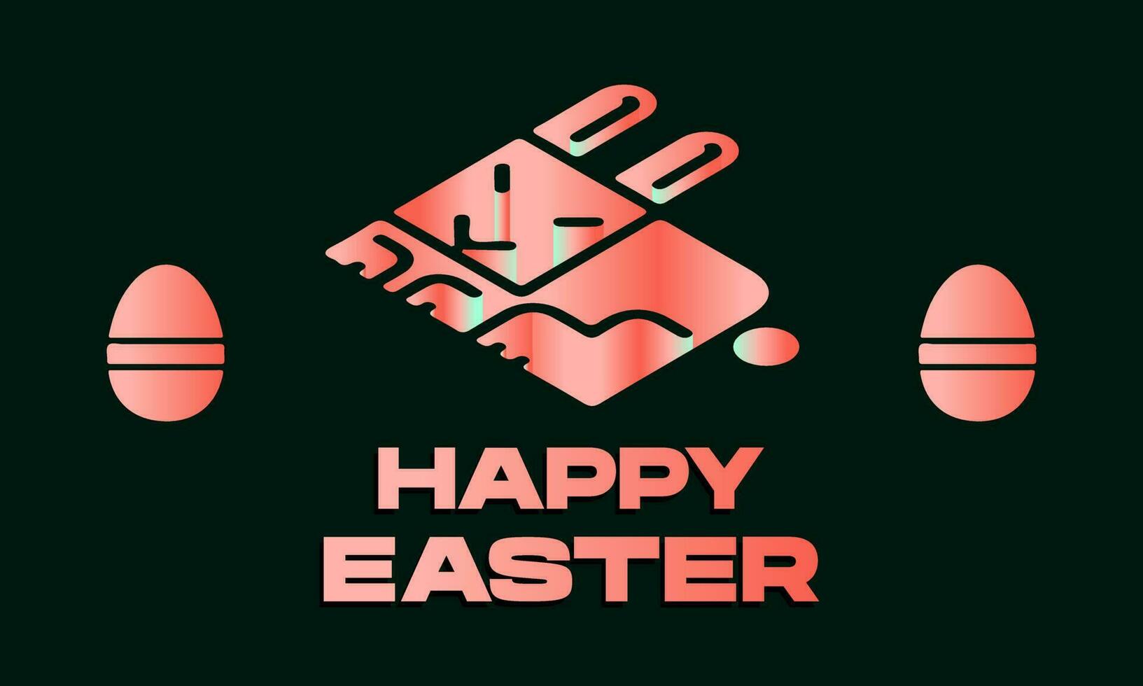 happy easter with rabbit and eggs pink for poster, banner, social media, greeting card vector
