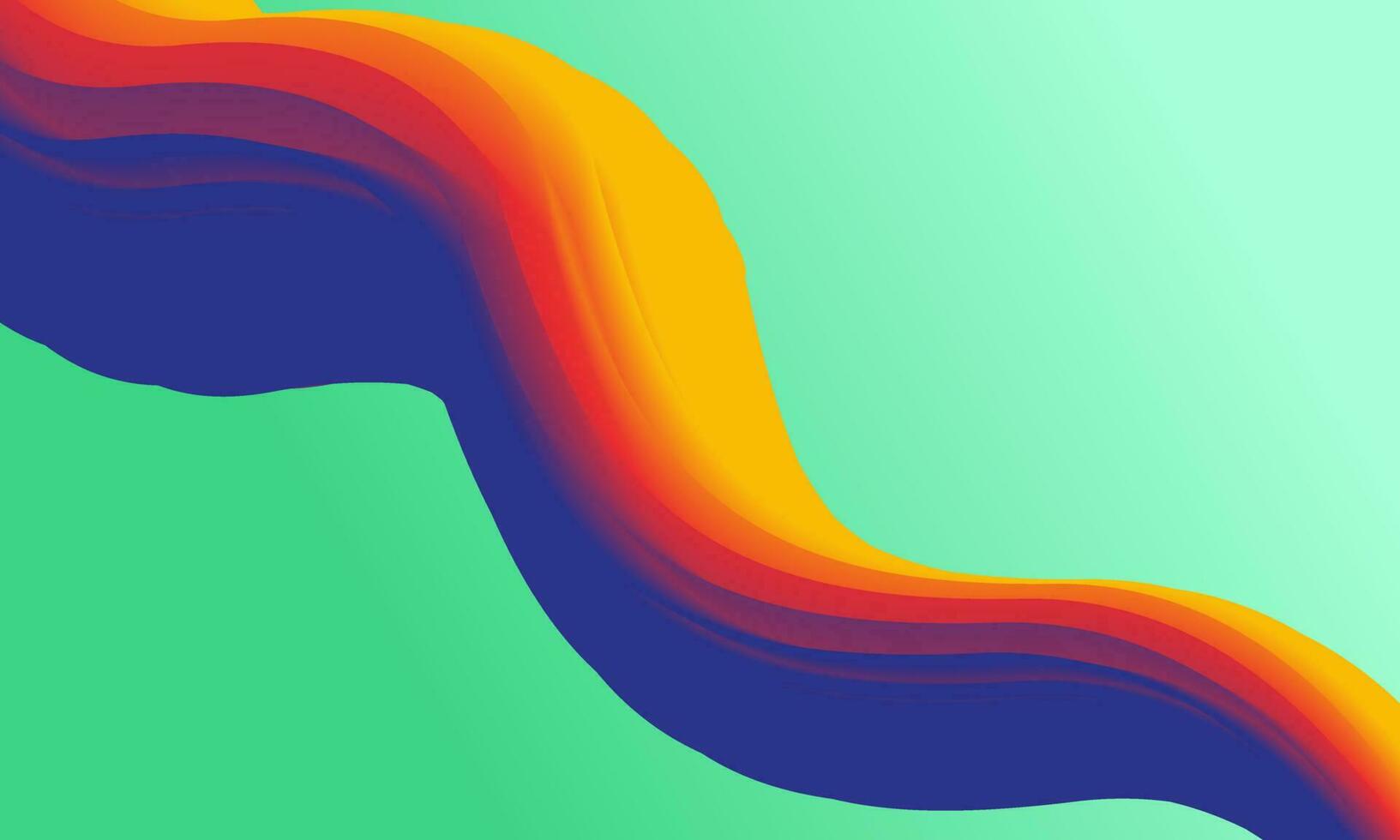 abstract gradient rainbow fluid wavy green background. Vector illustration