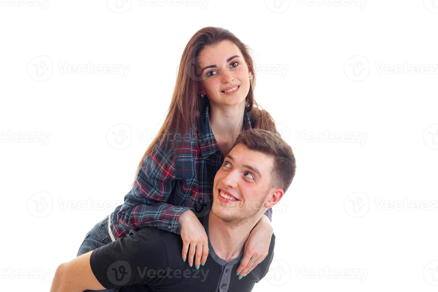 young beautiful couple in love who are smiling photo