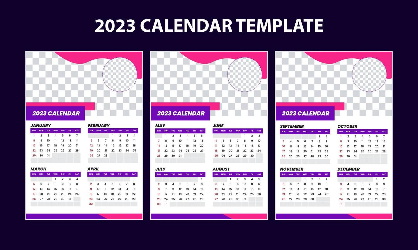 conjunto de diseño de plantilla de retrato de calendario 2023 vector