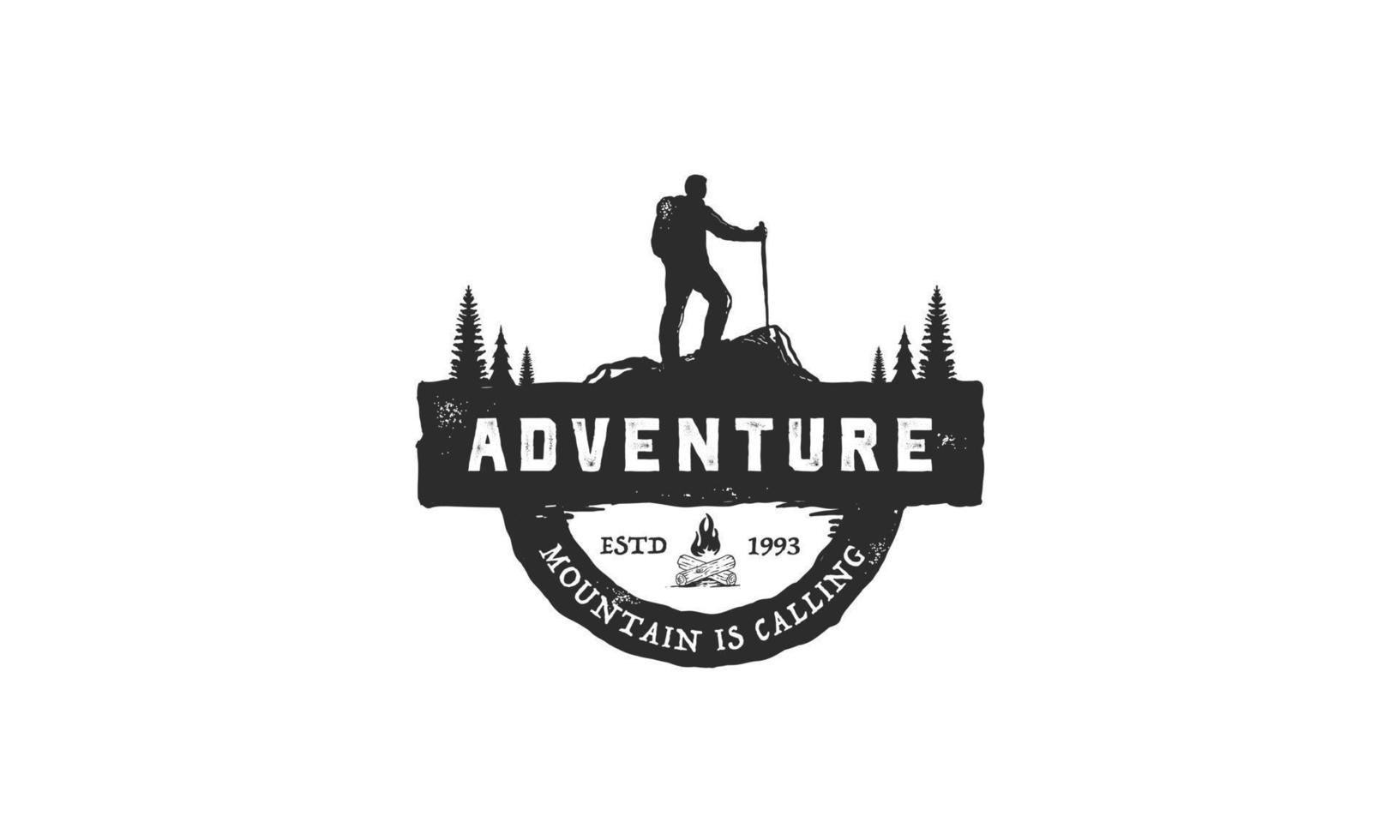 vintage adventure male hiking logo vector icon design illustration