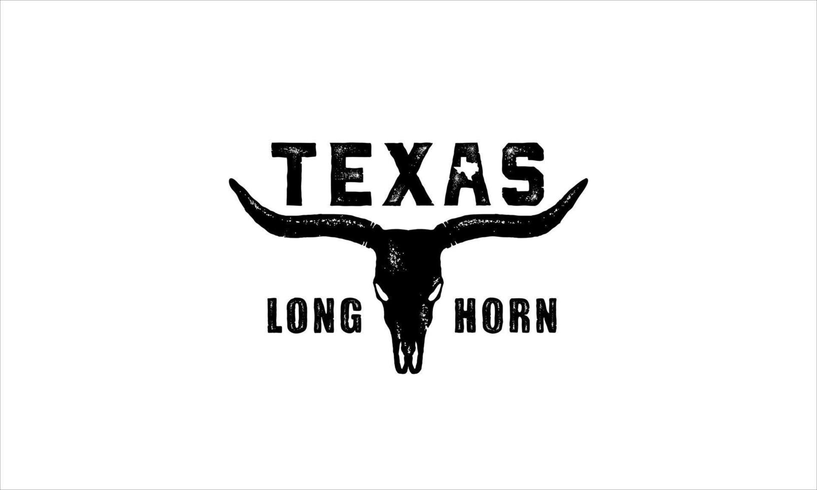 Texas Longhorn, Country Western Bull Cattle Vintage Label Logo Design vector