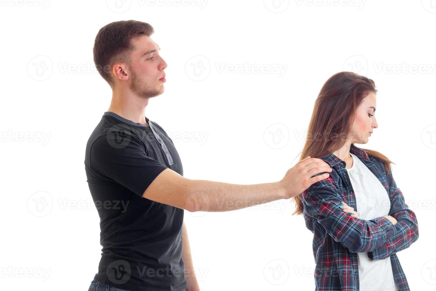 young high guy holds the girl's shoulder hand photo