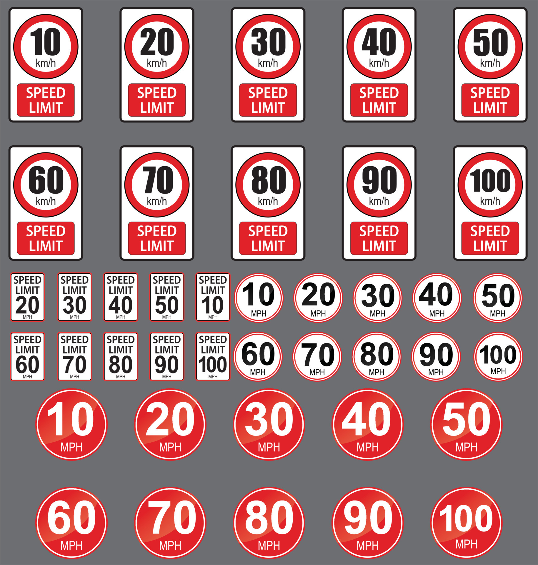 Speed Limit Sign On Gray Background Speed Limit Road Sign In A 