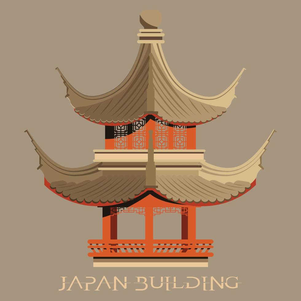 ilustración vectorial de un castillo histórico en Japón, vistas de Japón, íconos de edificios, edificios de Japón. vector