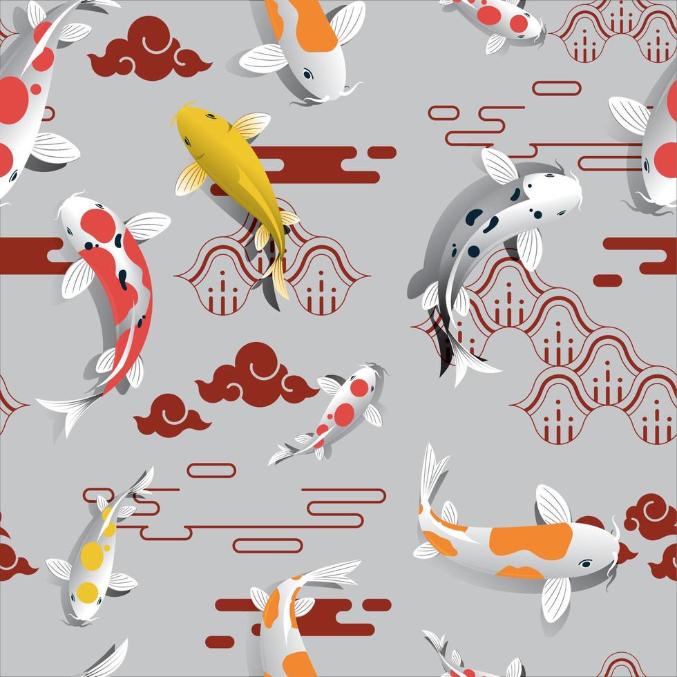 Set of koi fish. koi fish lucky fish. various styles of koi fish vector