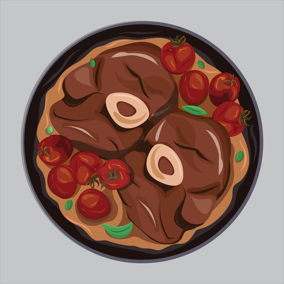 ossobuco alla milanese cocina elementos de diseño plano retro contorno vector