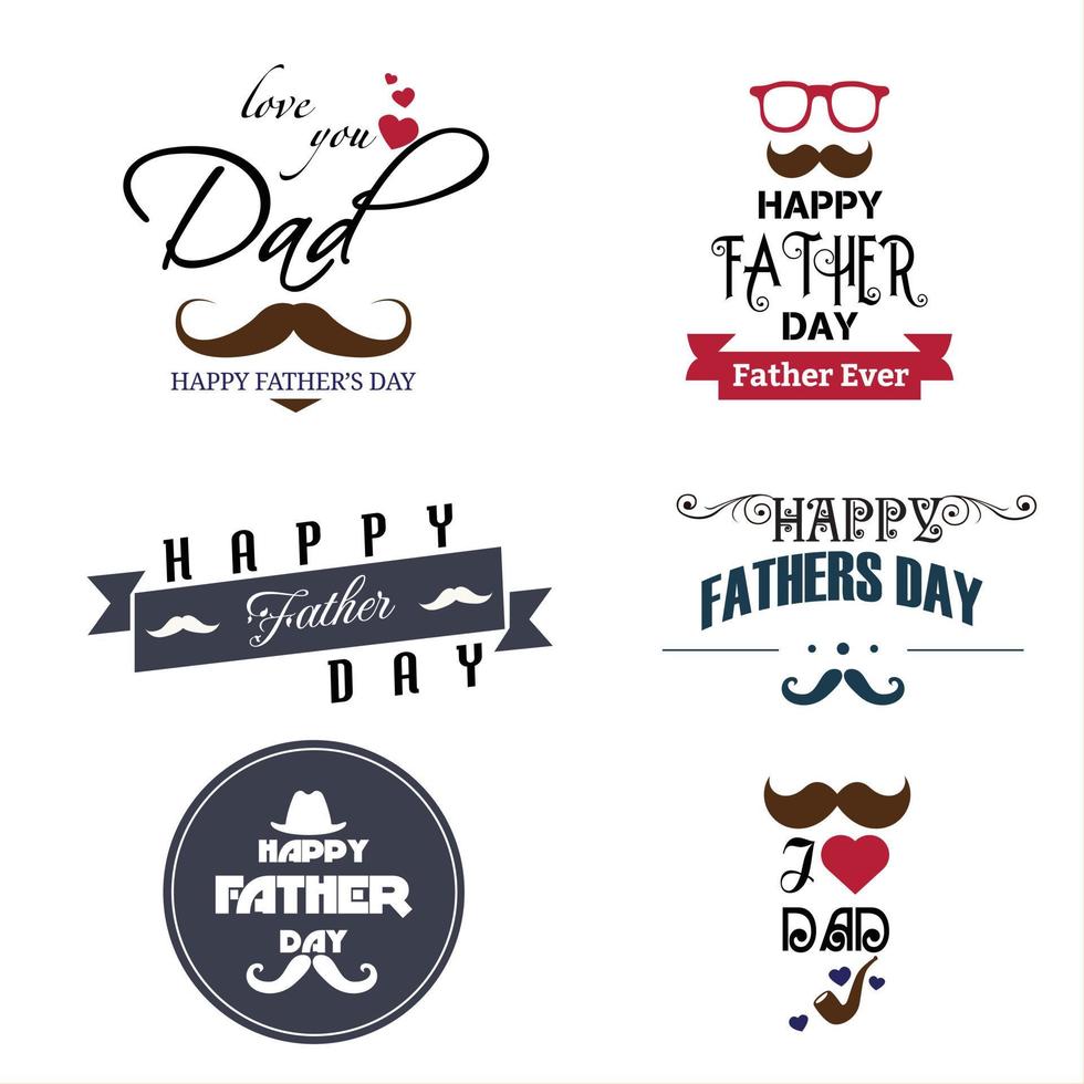 Collection of Greetings Happy Father's Day. Vector background with doodle neckties, bow tie and glasses.
