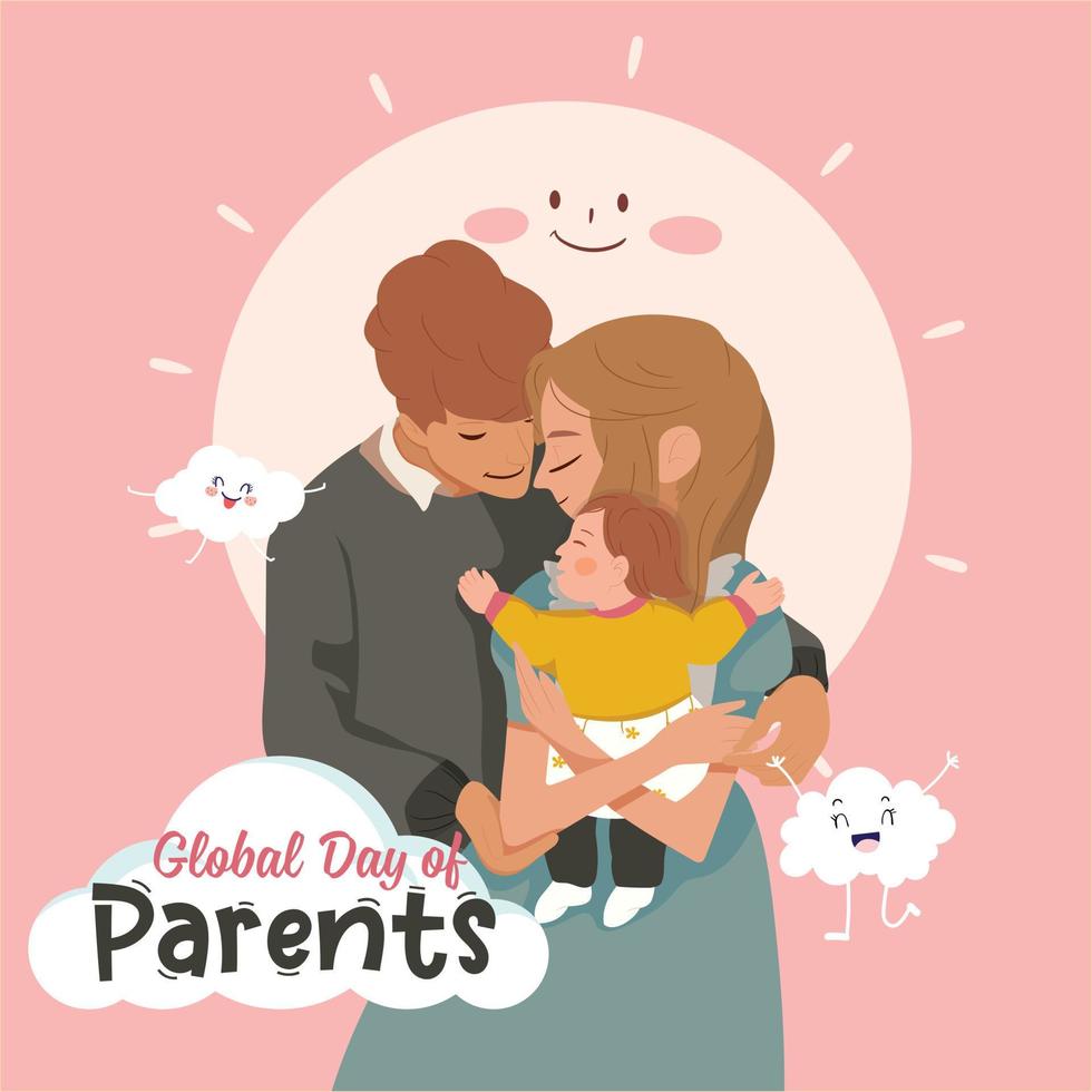 feliz día mundial de los padres. diseño vectorial sobre fondo rojo, en formato vectorial. ilustración vectorial para un día mundial de los padres. vector