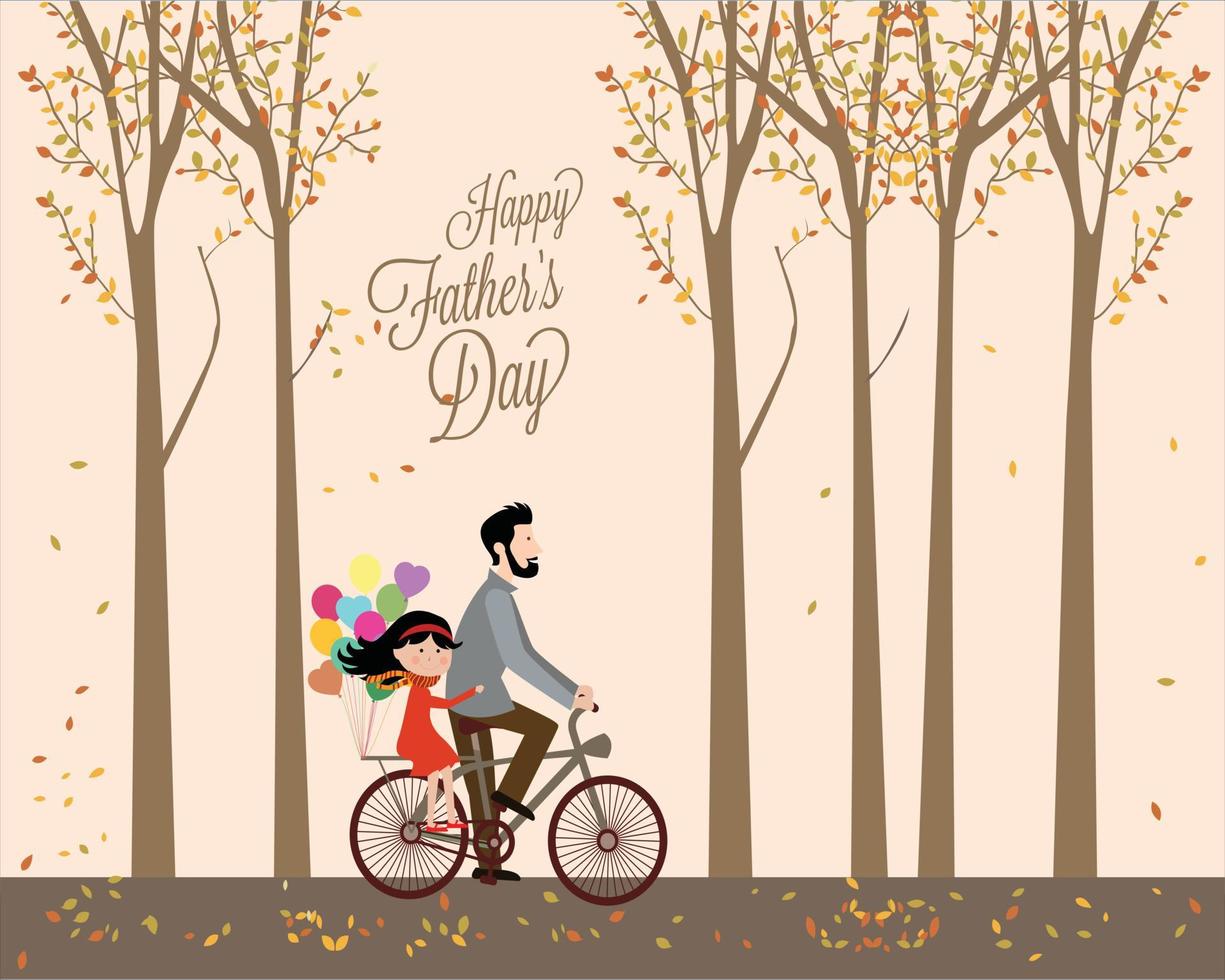 concepto de celebración del día del padre feliz. diseño de publicaciones en redes sociales del día del padre. hermana sobre los hombros de su padre. vector