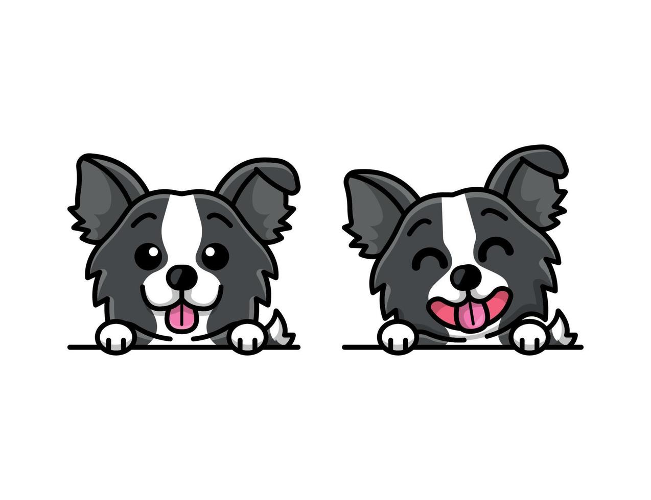 lindo border collie en dos movimientos diferentes vector