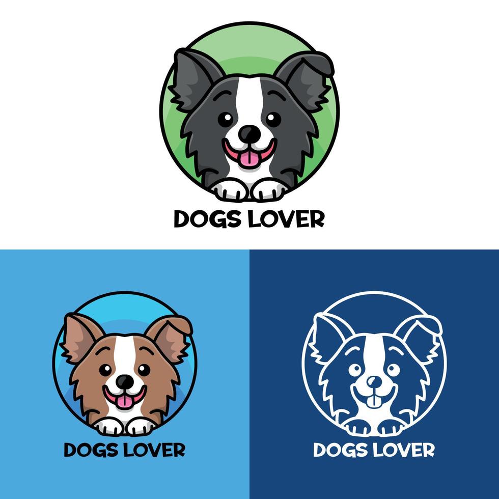 lindo logotipo de dibujos animados de border collie vector