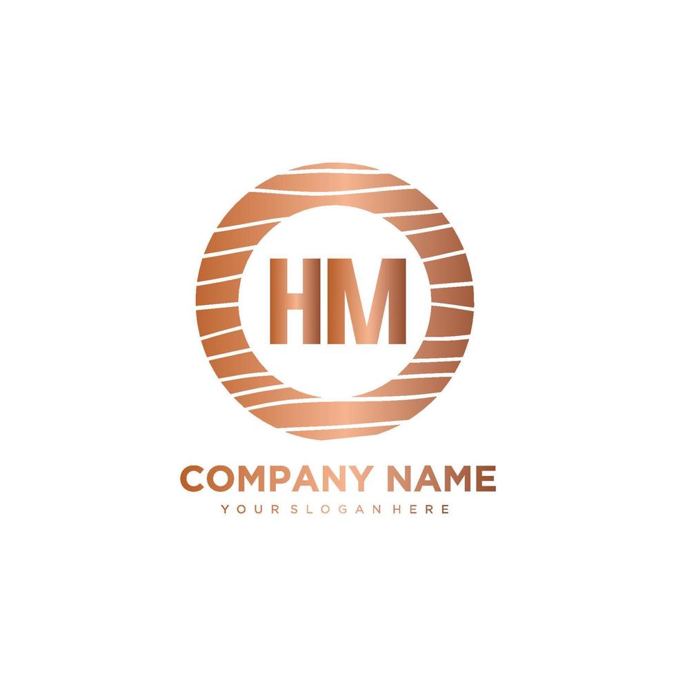 HM Initial Letter circle wood logo template vector