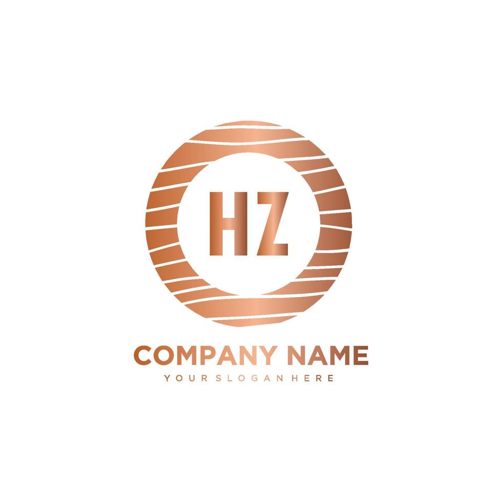 HZ Initial Letter circle wood logo template vector