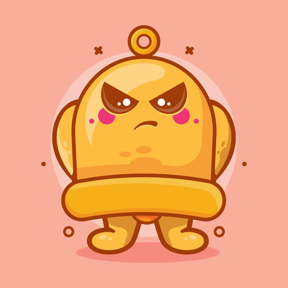 serious yellow bell character mascot with angry expression isolated cartoon in flat style design vector