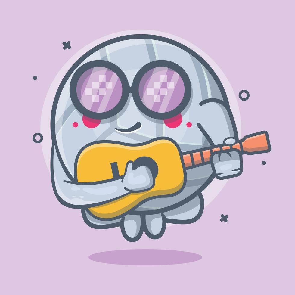 cool volleyball ball character mascot playing guitar isolated cartoon in flat style design vector