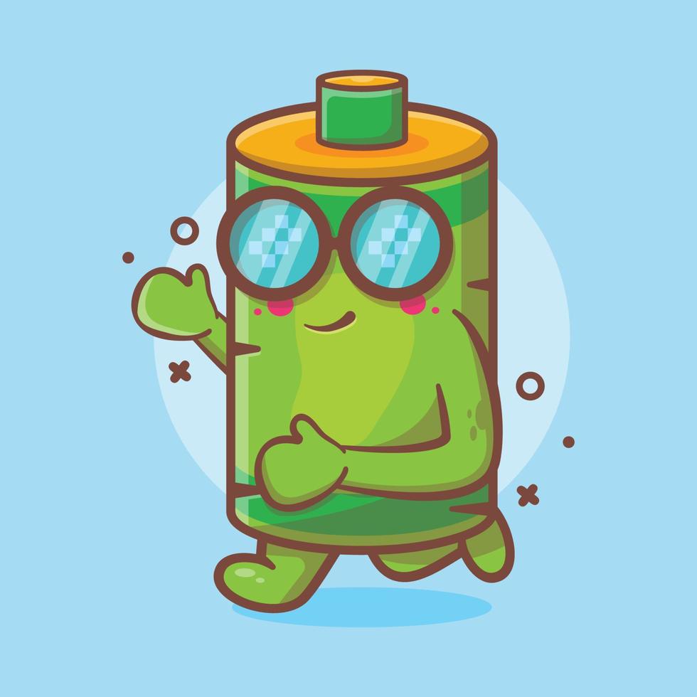 cute battery character mascot running isolated cartoon in flat style design vector