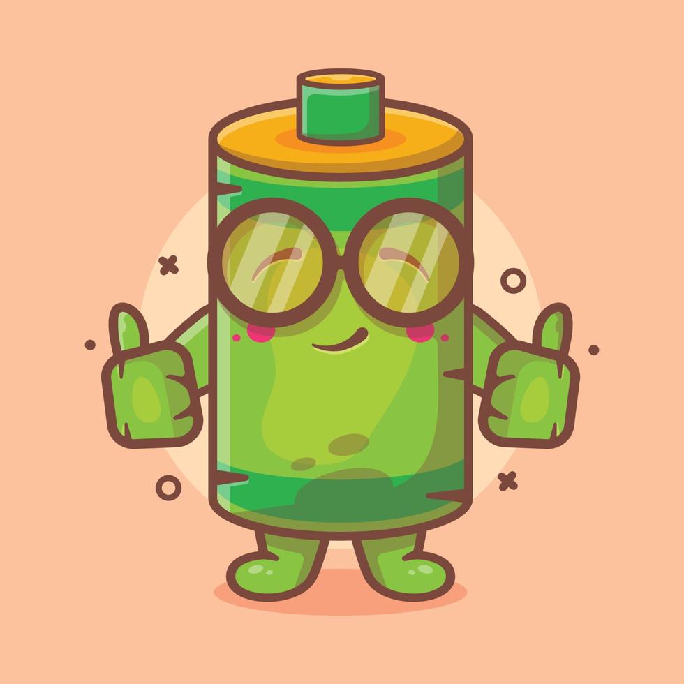 smart battery character mascot with thumb up hand gesture isolated cartoon in flat style design vector