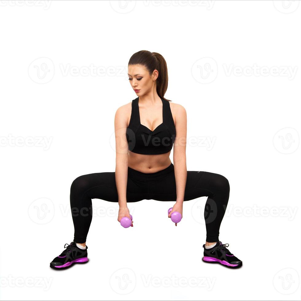 Beauty adult caucasian woman doing fitness photo