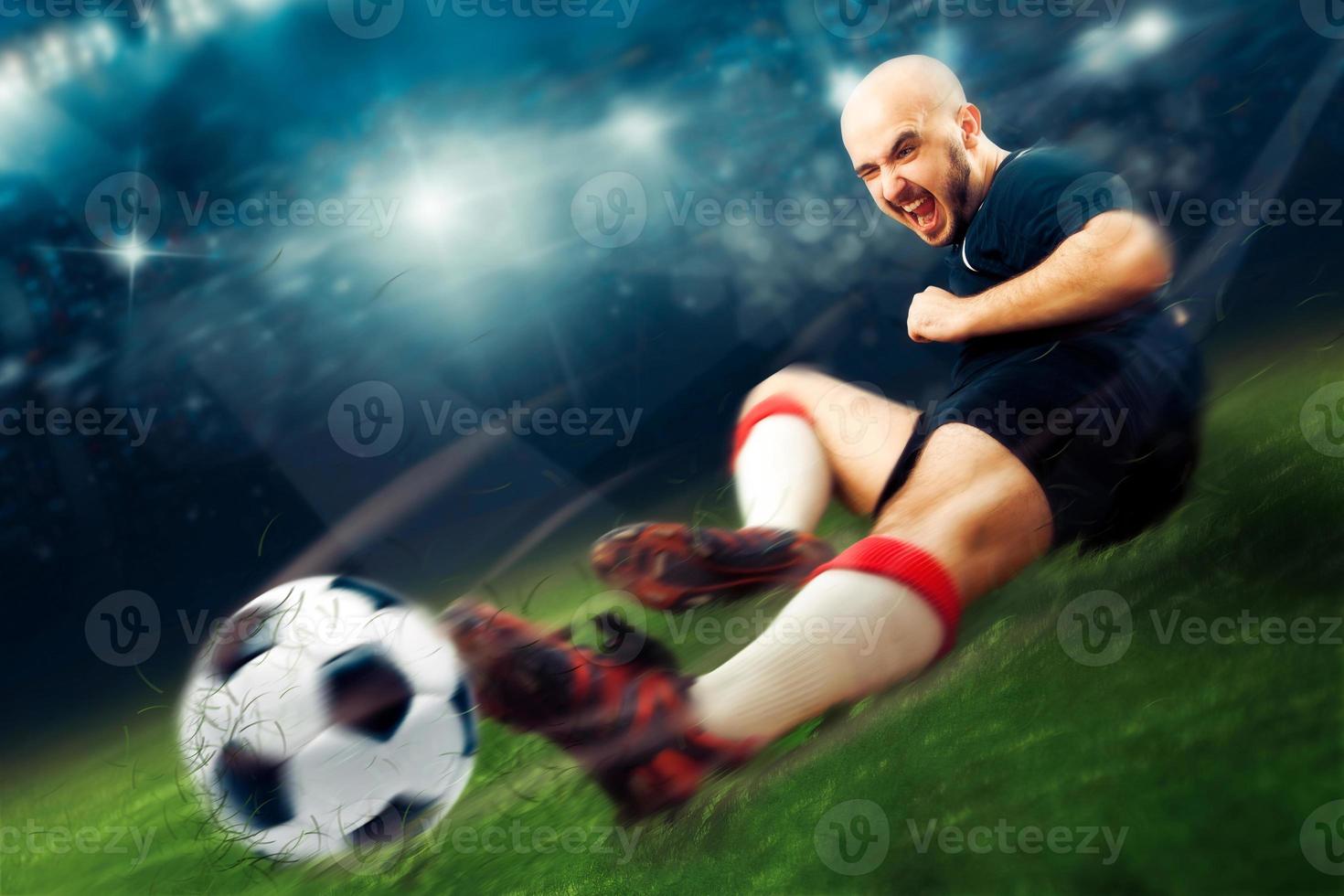 football player in action makes a tackle in the game photo