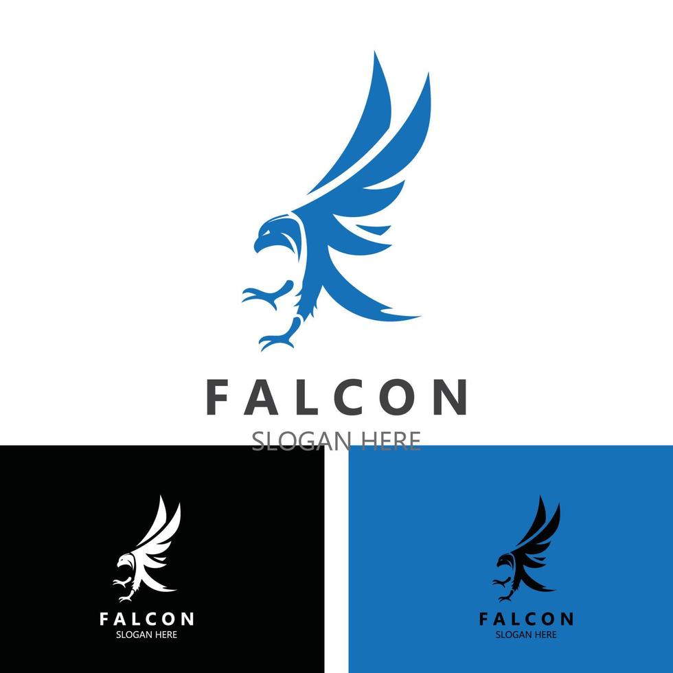 Falcon logo design image, silhouette eagle template illustration vector