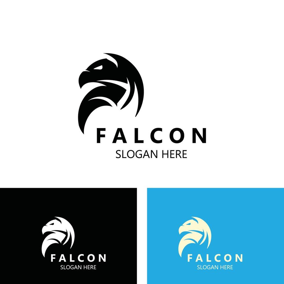 Falcon logo design image, silhouette eagle template illustration vector