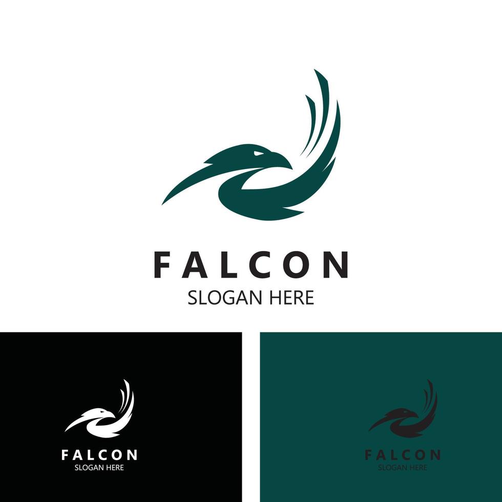 Falcon logo design image, silhouette eagle template illustration vector