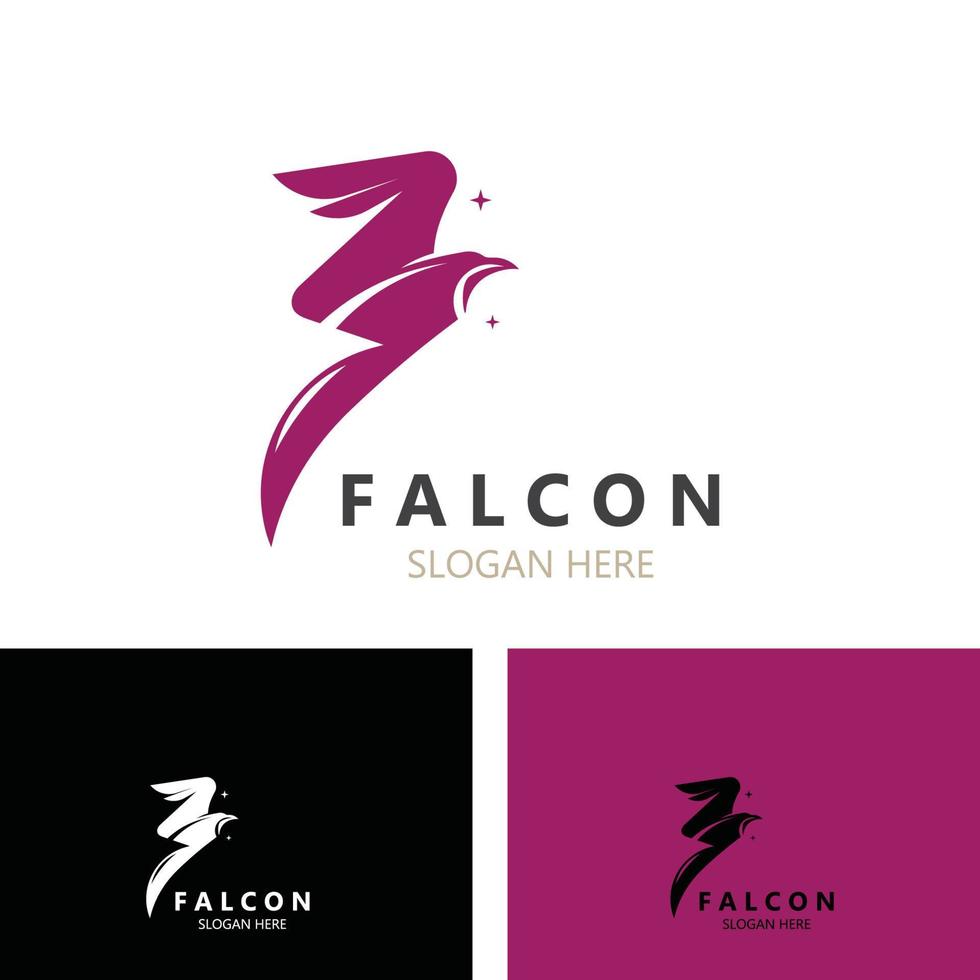 Falcon logo design image, silhouette eagle template illustration vector