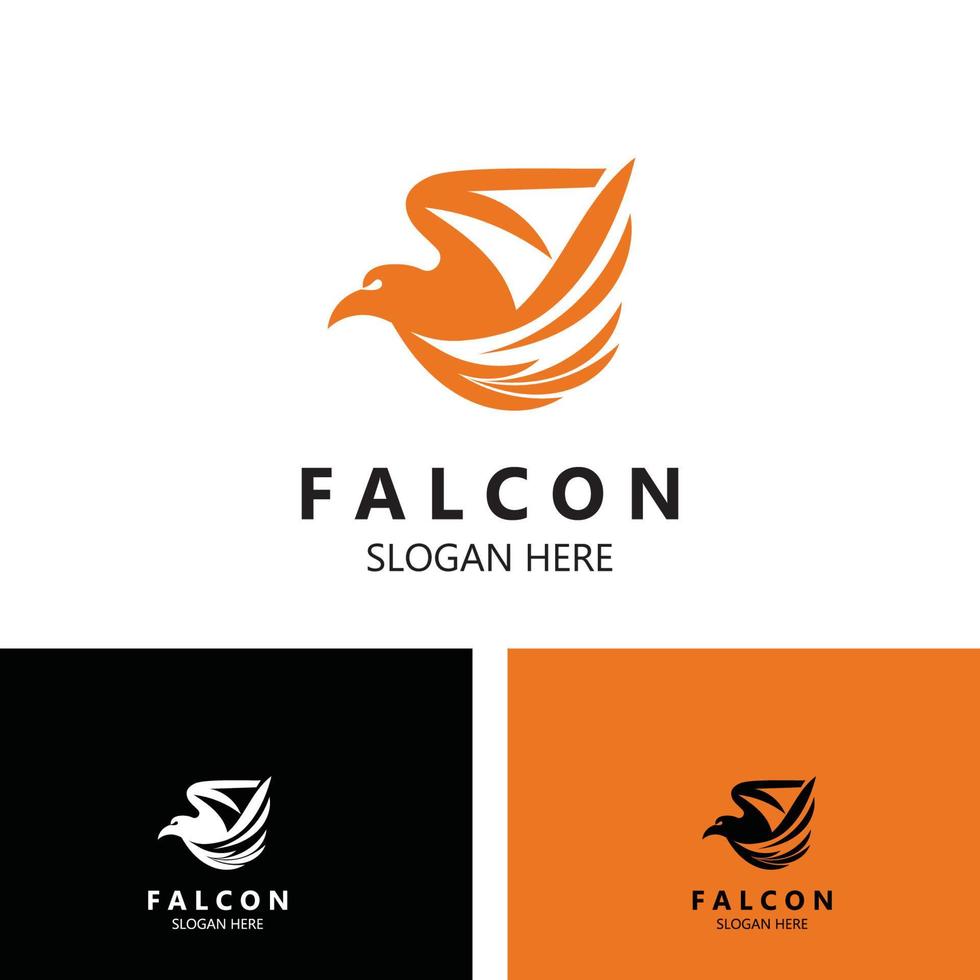 Falcon logo design image, silhouette eagle template illustration vector