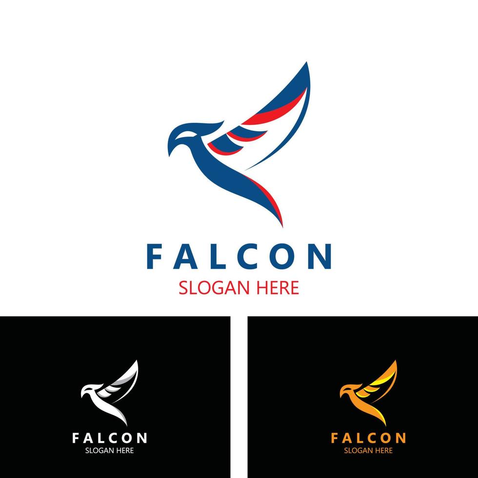 Falcon logo design image, silhouette eagle template illustration vector