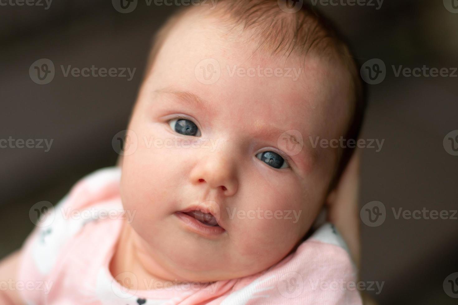 closeup portrait of a beautiful little baby girl photo