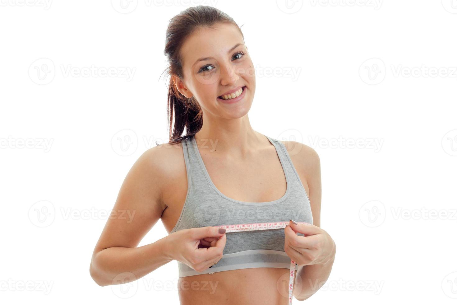Close Up Of A Woman's Chest In Her Sports Bra Stock Photo, Picture