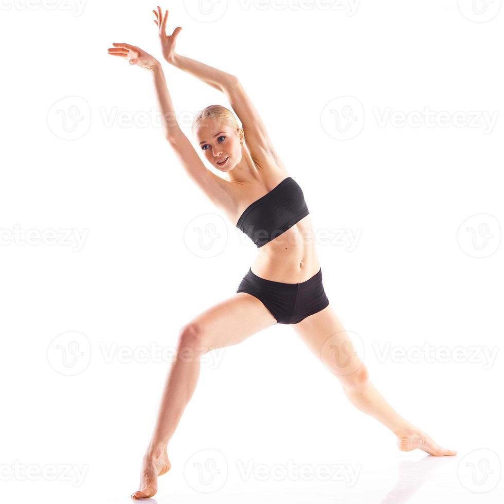 square photo of isolated on white background ballerina in training suit