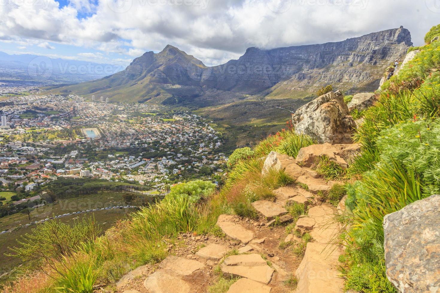 Cape Town and Table Mountain from above from Lions Head photo