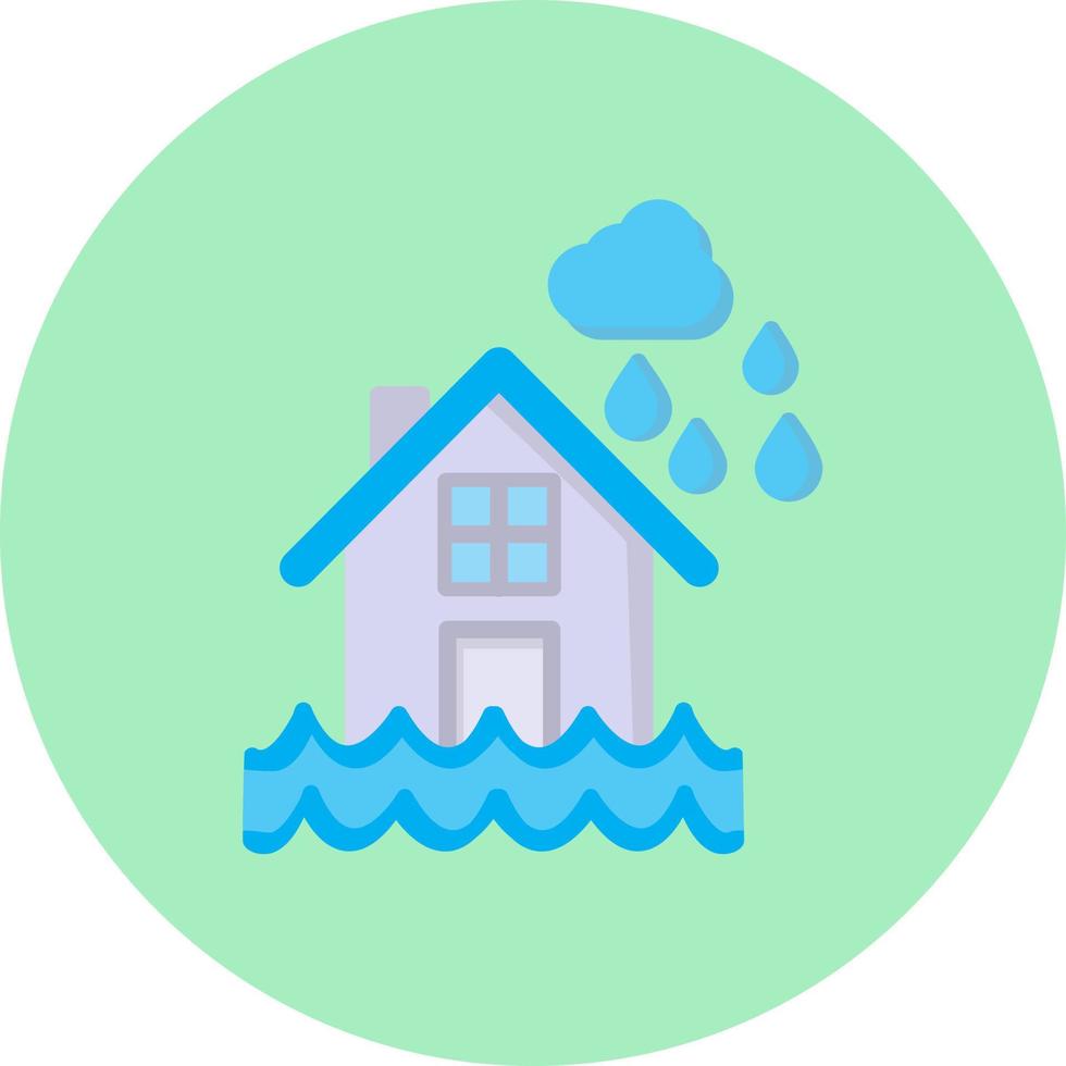 icono de vector de casa inundada