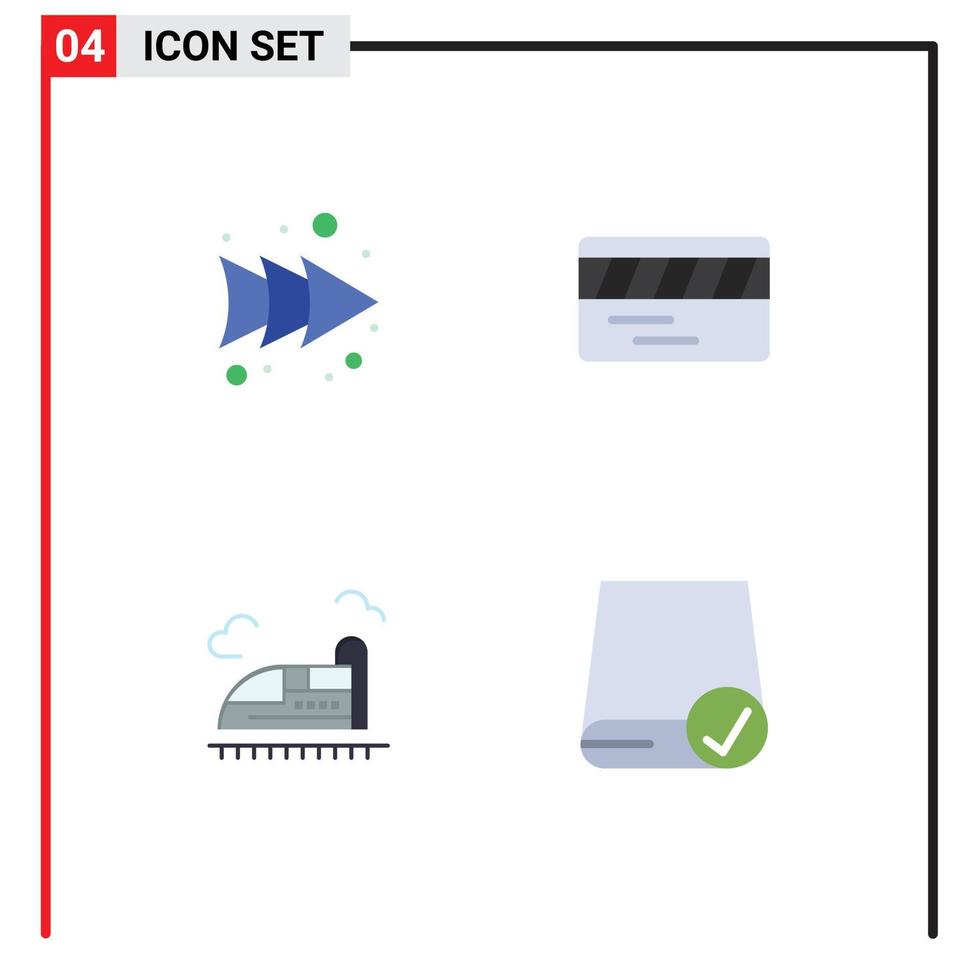 paquete de iconos planos de 4 símbolos universales de bala de boleto de velocidad de flecha elementos de diseño de vectores editables conectados