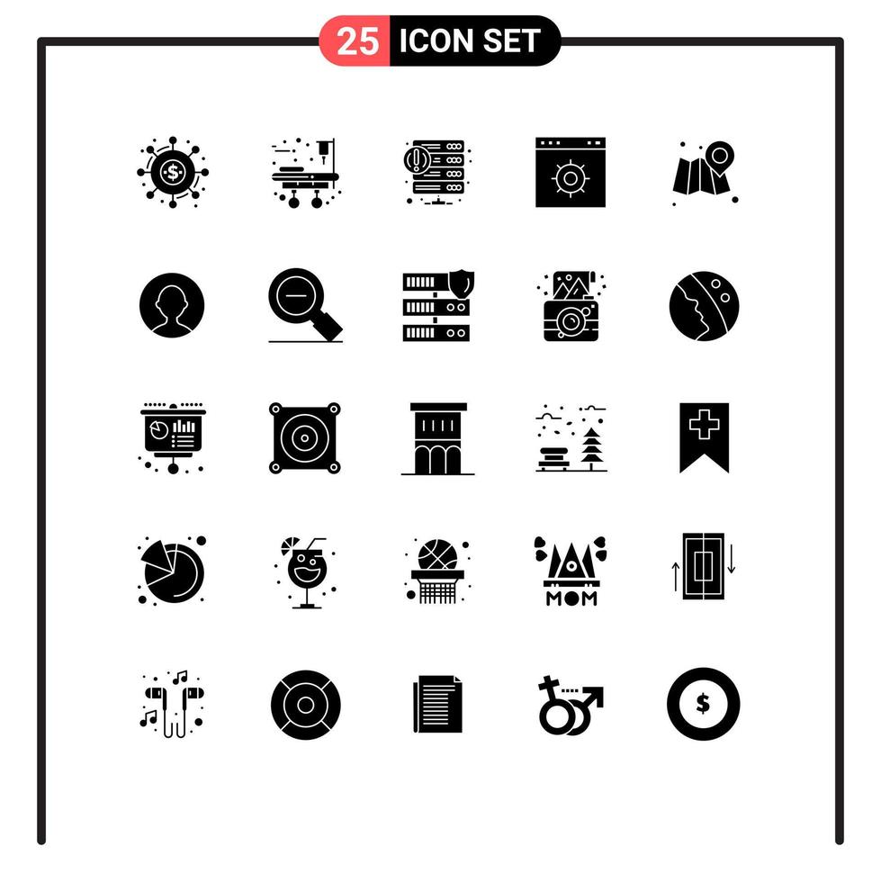 Group of 25 Modern Solid Glyphs Set for web webpage crash internet web Editable Vector Design Elements