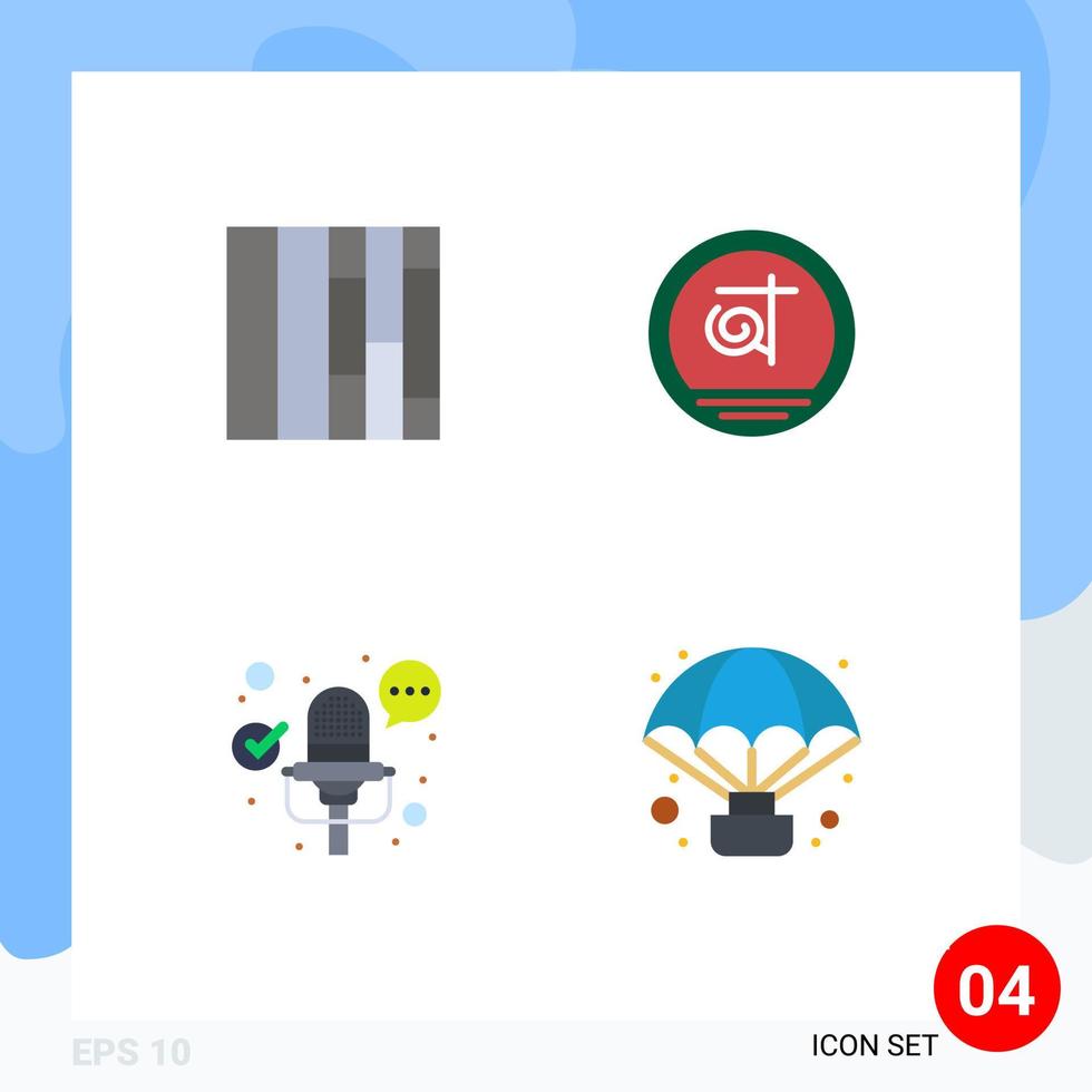 Flat Icon Pack of 4 Universal Symbols of layout adventure bangladesh microphone balloon Editable Vector Design Elements
