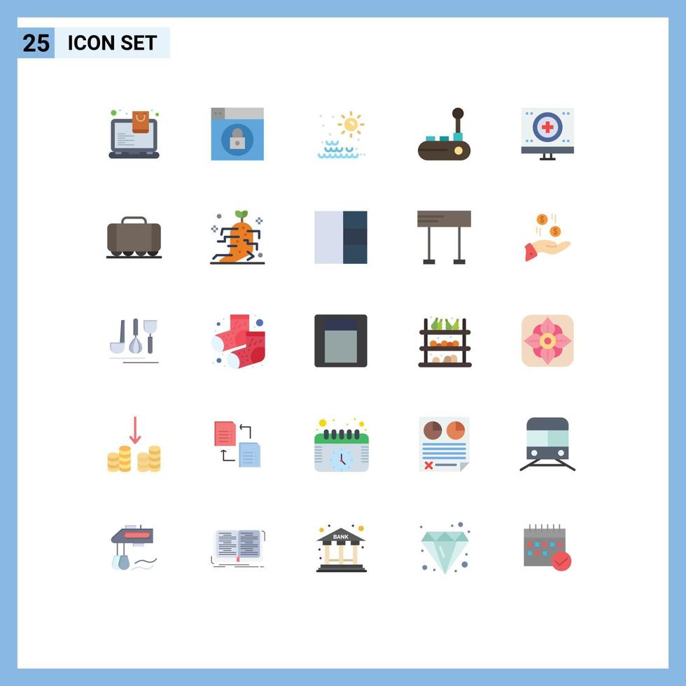 User Interface Pack of 25 Basic Flat Colors of heart charity sun joy pad joy pad Editable Vector Design Elements