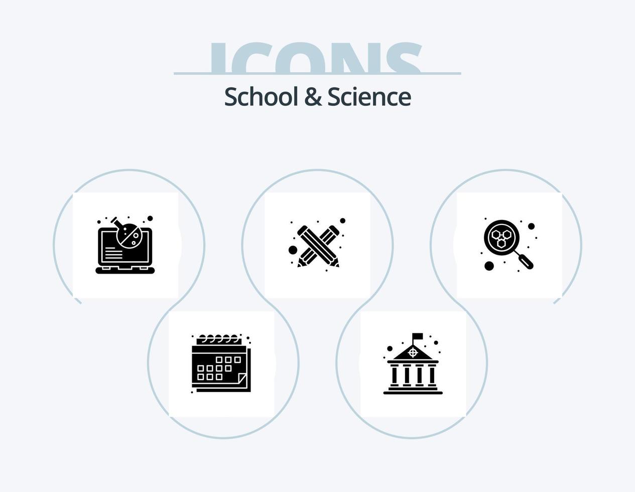 School And Science Glyph Icon Pack 5 Icon Design. molecule. beaker. pencil. blogging vector