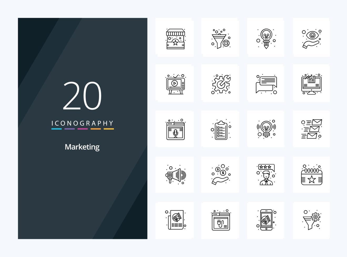 20 Marketing Outline icon for presentation vector